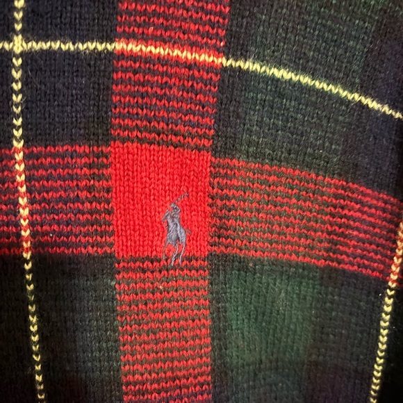 Vintage Polo By Ralph Lauren Men’s Tartan/Plaid Sweater 100% lambs wool size XL - Picture 4 of 5
